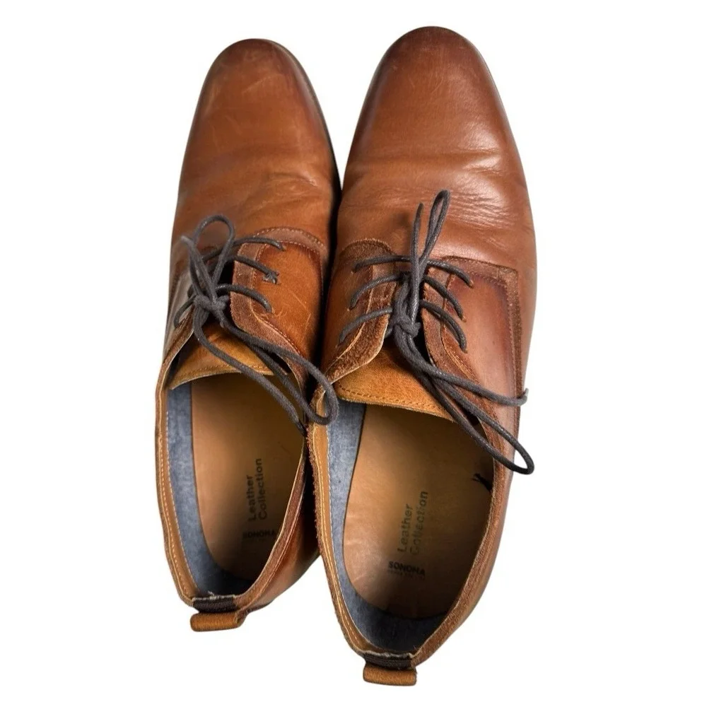 SONOMA Goods for Life Men's Brown Leather Dress Shoes - Size‎ 13